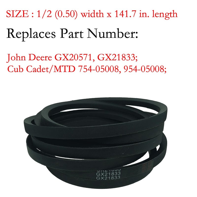 CTPOWER GX21833 Mower Deck Belt for John Deere D140 L130 L120 LA145 D160 E140 LA130 E170 D155 S170 E160 S140 Z255 with 48 inch Deck Replaces GX20571 / Aramid Cord Replaces Toro TimeCutter Exmark - Image 2